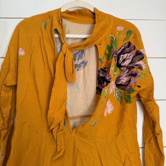 FREE PEOPLE gemma mustard yellow long sleeve tunic mini dress - Picture 9 of 11